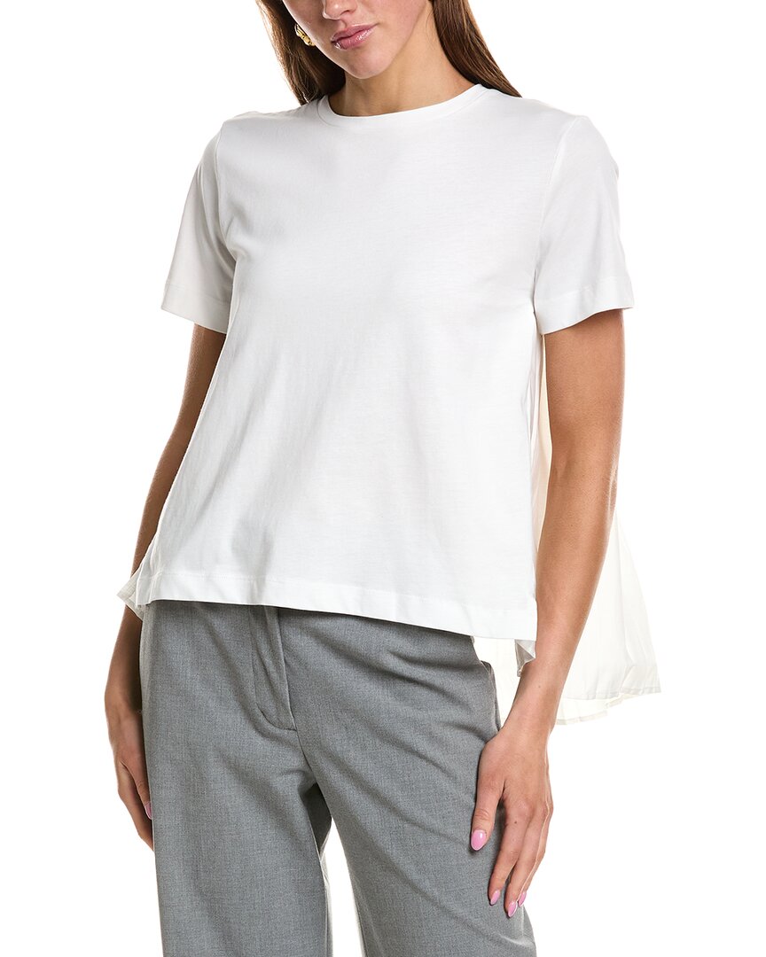 Kenneth Cole High-low Pleated Back T-shirt In White