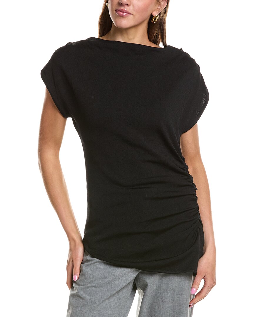 Kenneth Cole Asymmetrical Drape Top In Black