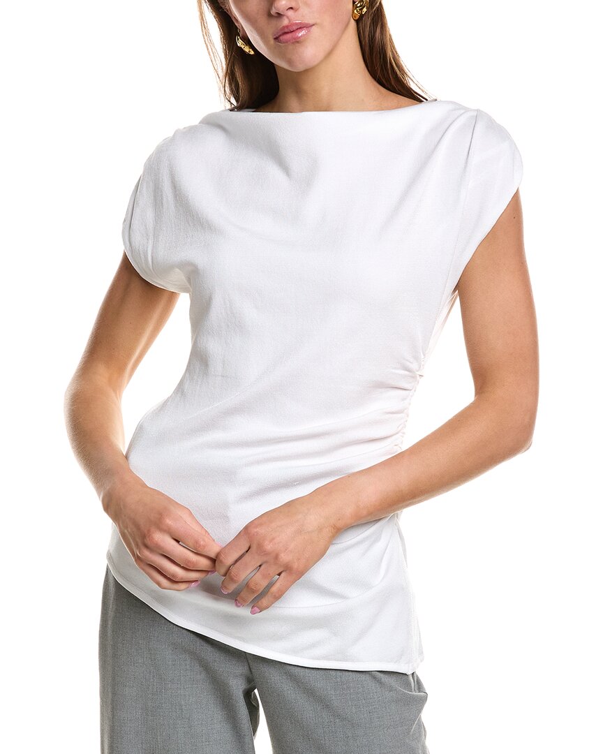 Kenneth Cole Asymmetrical Drape Top In White