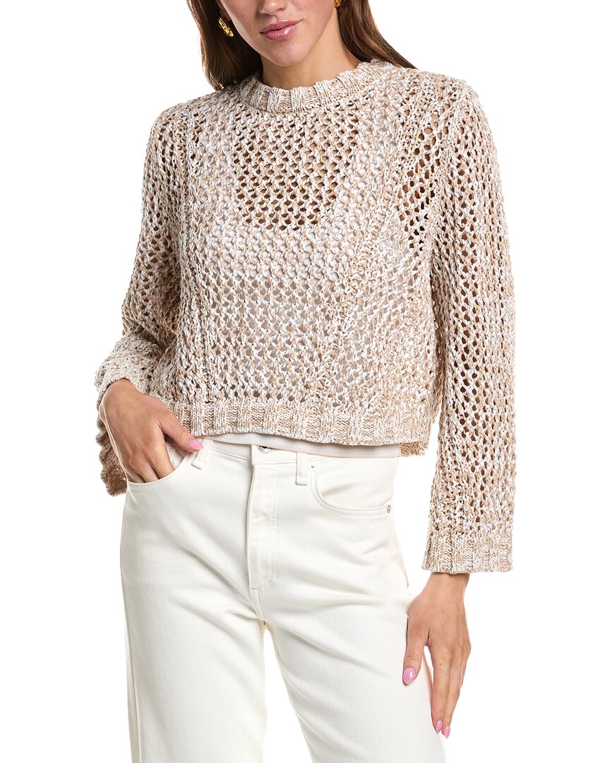 Kenneth Cole Two-tone Open Stitch Pullover In Neutral