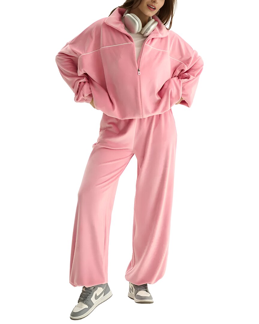 Emma Way 2pc Jacket & Pant Set In Pink