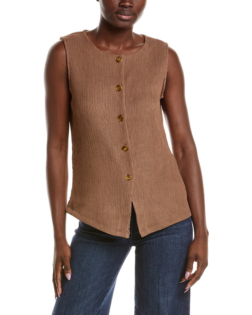 Anne Klein Crinkle Vest In Brown