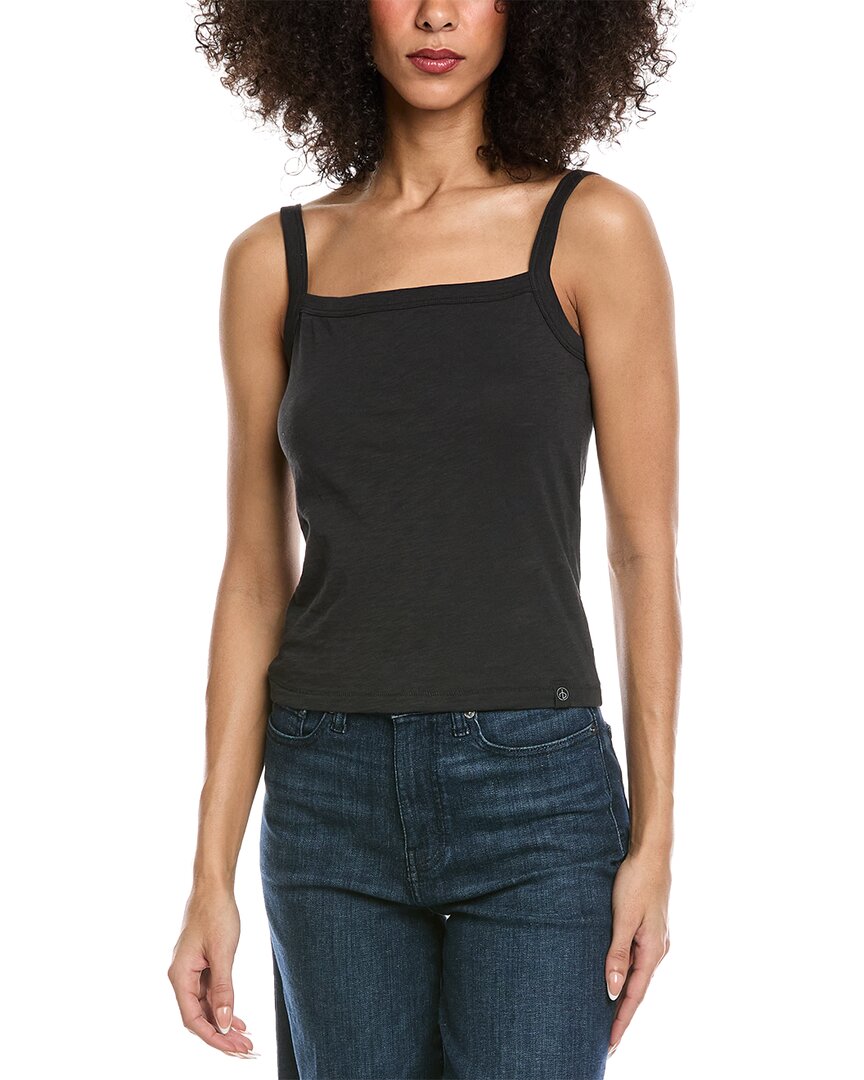 Rag & Bone The Slub Square Neck Tank In Black