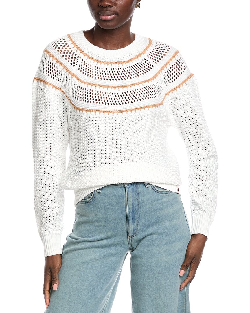 Hunter Pointelle Knit Sweater In White