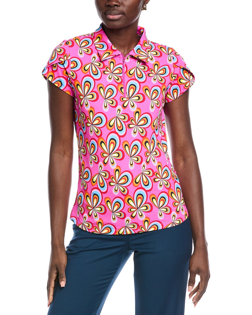 Ibkul Tulip Sleeve Polo Shirt In Pink
