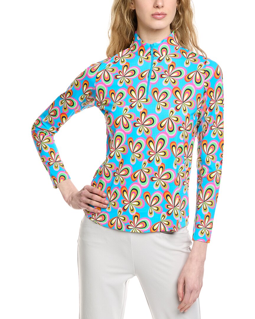 Ibkul Long Sleeve Mock Neck Top In Blue