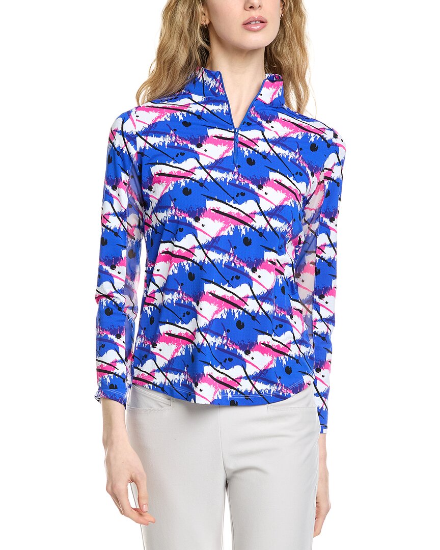 Ibkul Long Sleeve Mock Neck Top In Blue