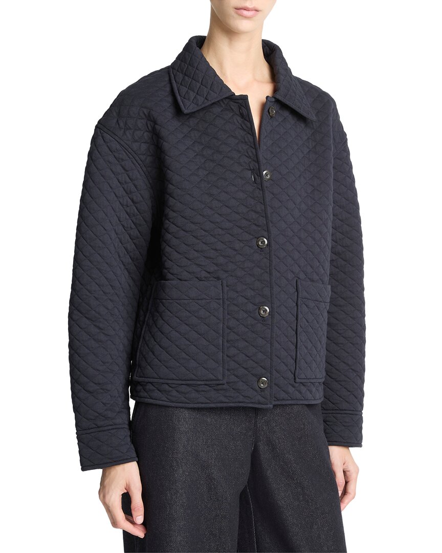 Vince Quilted Collared Jacket In Blue