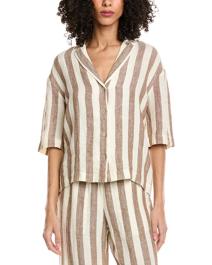 Faherty Palma Linen Camp Shirt In Brown