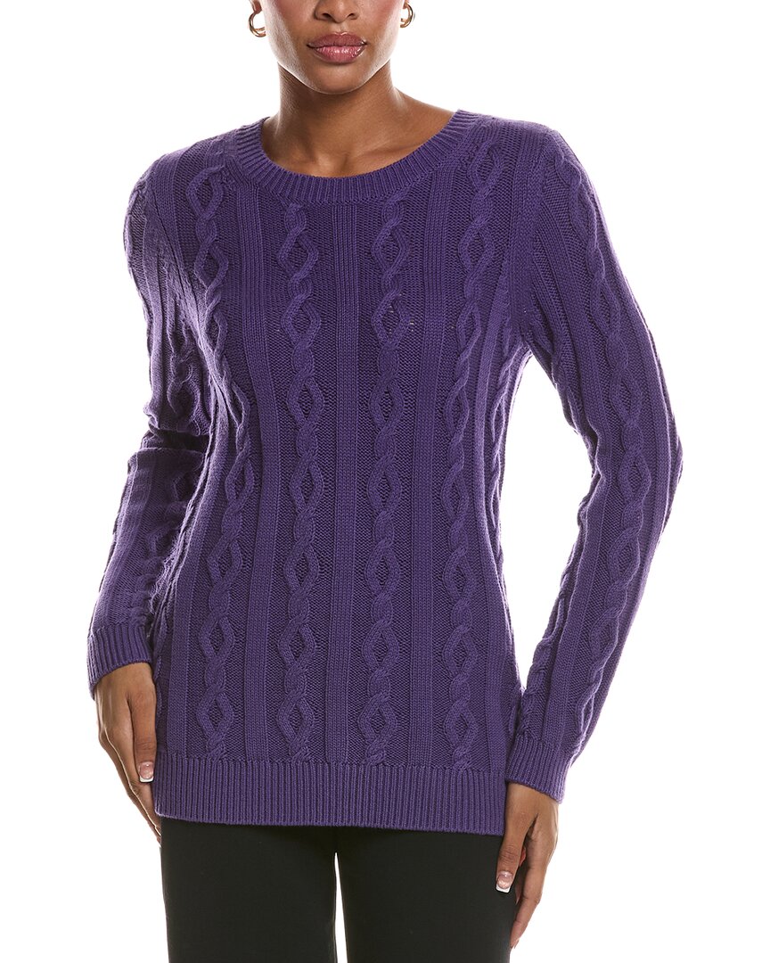 St John St. John Cable Knit Cashmere-blend Sweater In Purple