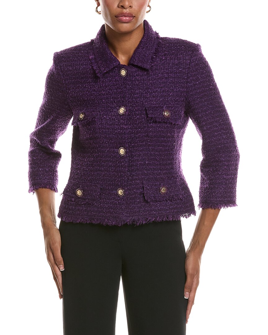 St John St. John Wool-blend Tweed Jacket In Purple