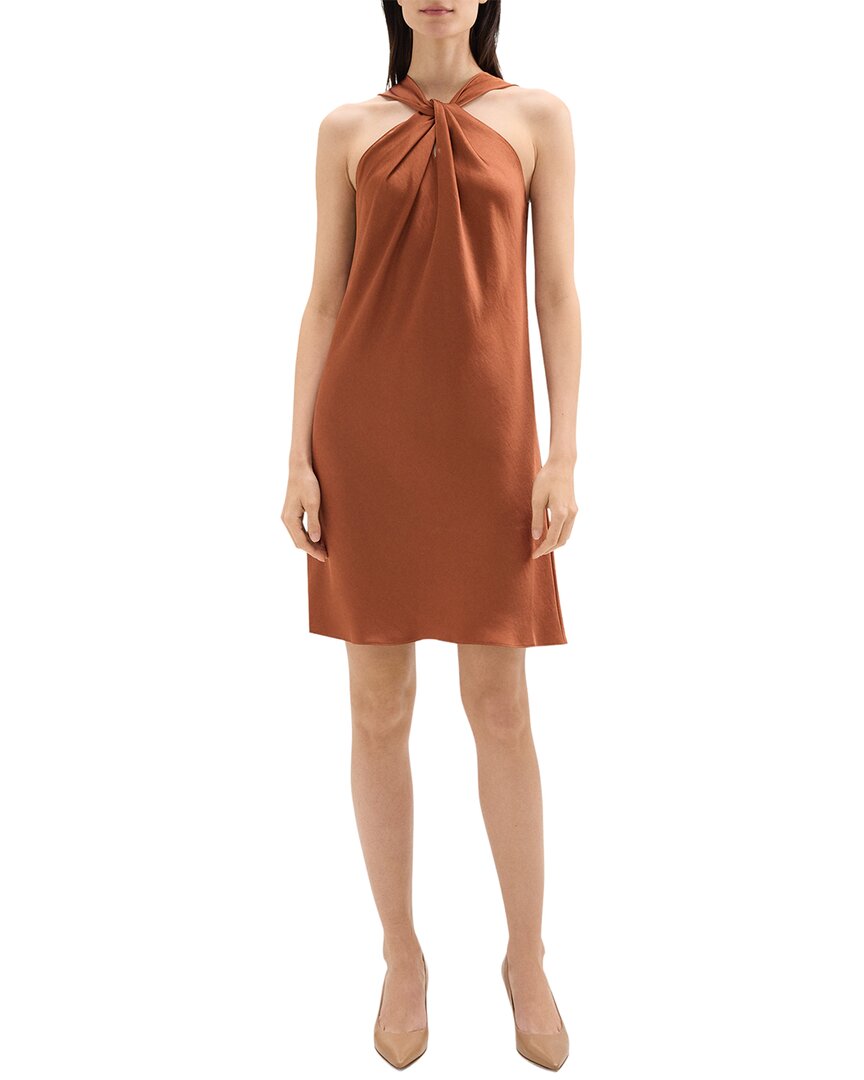 Theory Twist Dress Midi In Brown