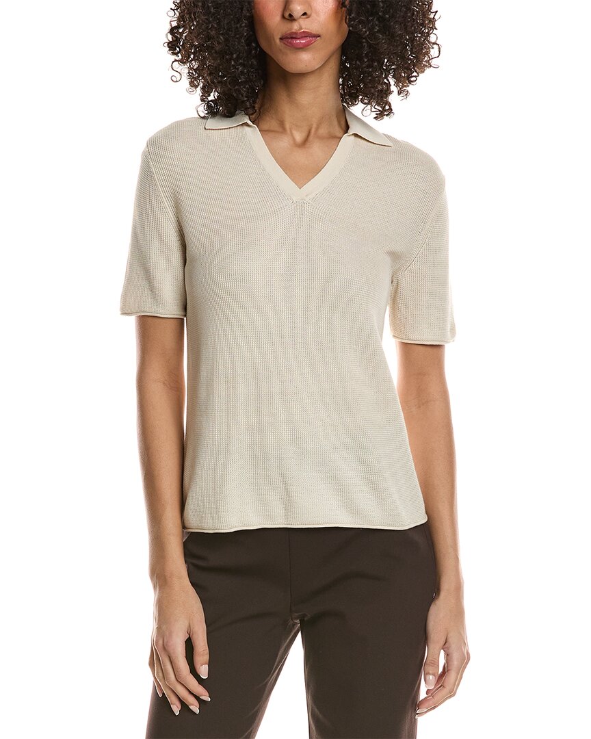 Theory Open Collar Top In Neutral