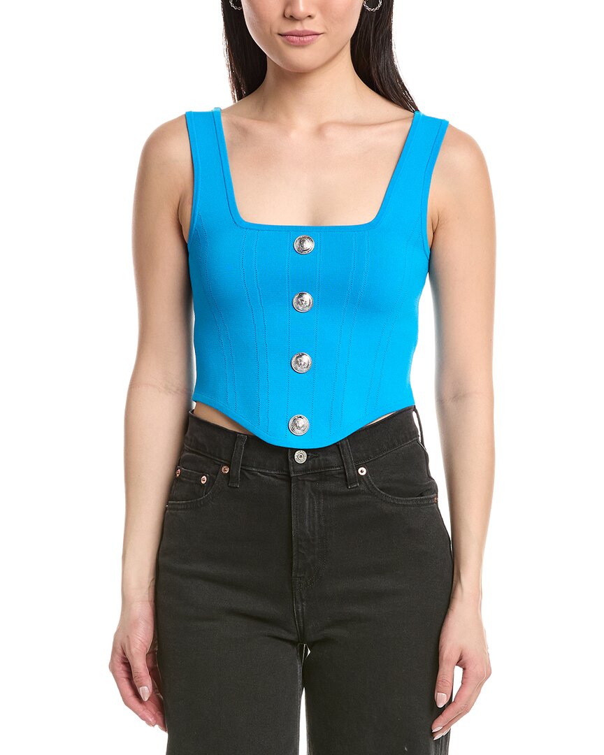 L'agence Saga Square Neck Corset Top In Blue