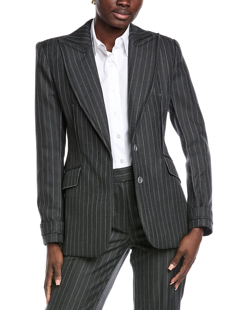Simkhai Gamela Single Breasted Wool-blend Blazer In Gray