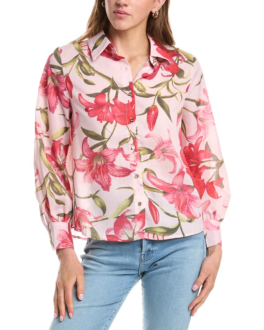 Colette Rose Button Front Top In Multi