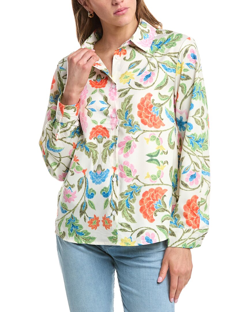 Colette Rose Button Front Top In Multi