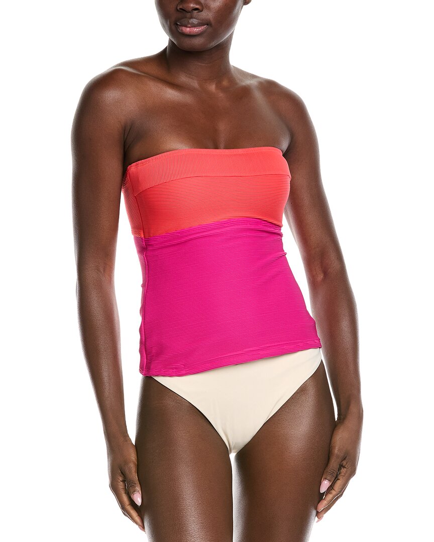 Tommy Bahama Ocean Point Colorblocked Bandeau Tankini Top In Pink