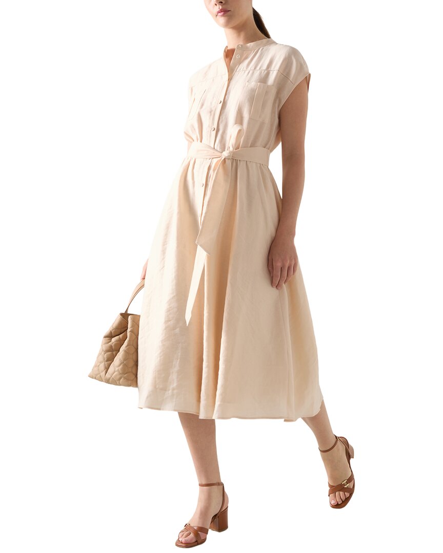 Lk Bennett Fran Linen-blend Dress In Tan