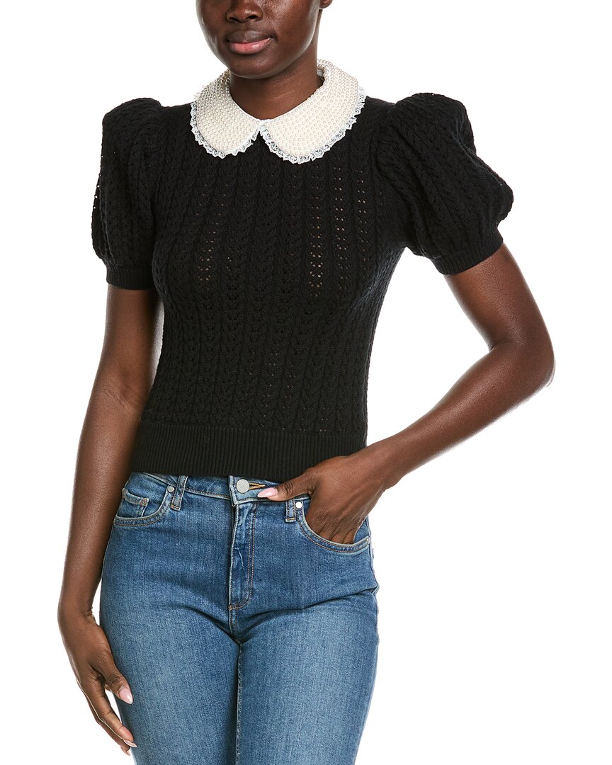 Alice And Olivia Alice + Olivia Chase Puff Sleeve Sweater In Black