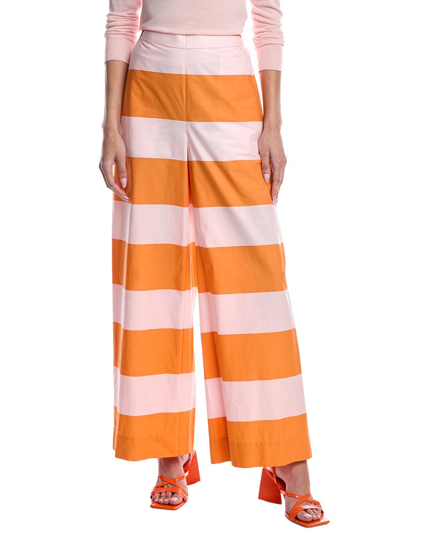 Marimekko Taittua Galleria Wide Leg Trouser In 233 Orange, Pink