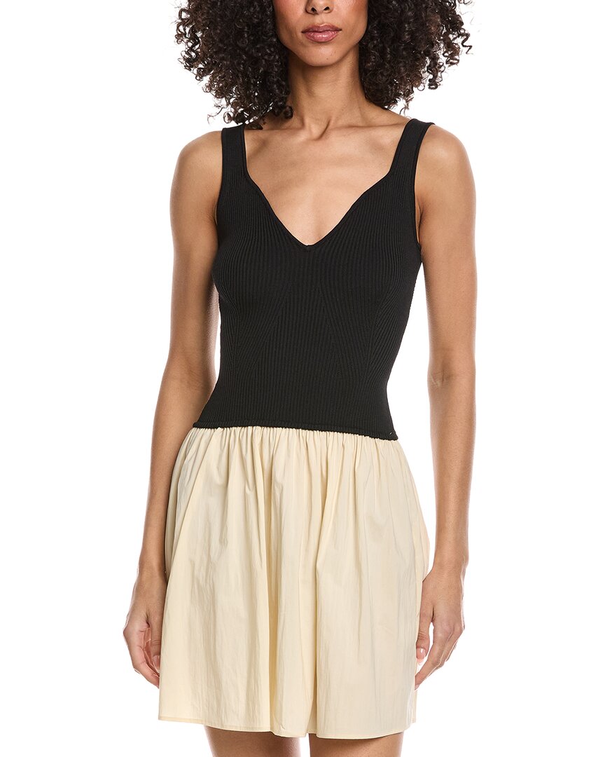 Elan Mixed Media Mini Dress In Brown