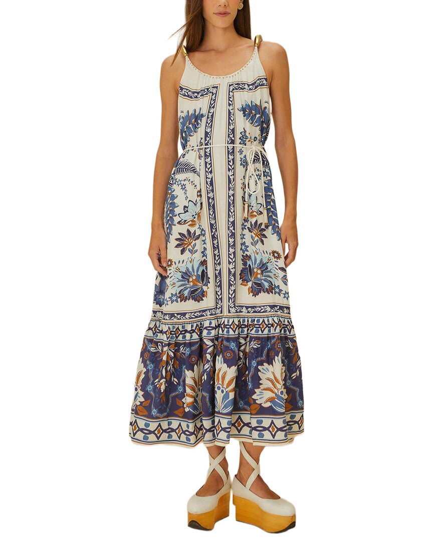 Farm Rio Linen-Blend Ana Tapestry Fish Straps Maxi Dress Women's | eBay