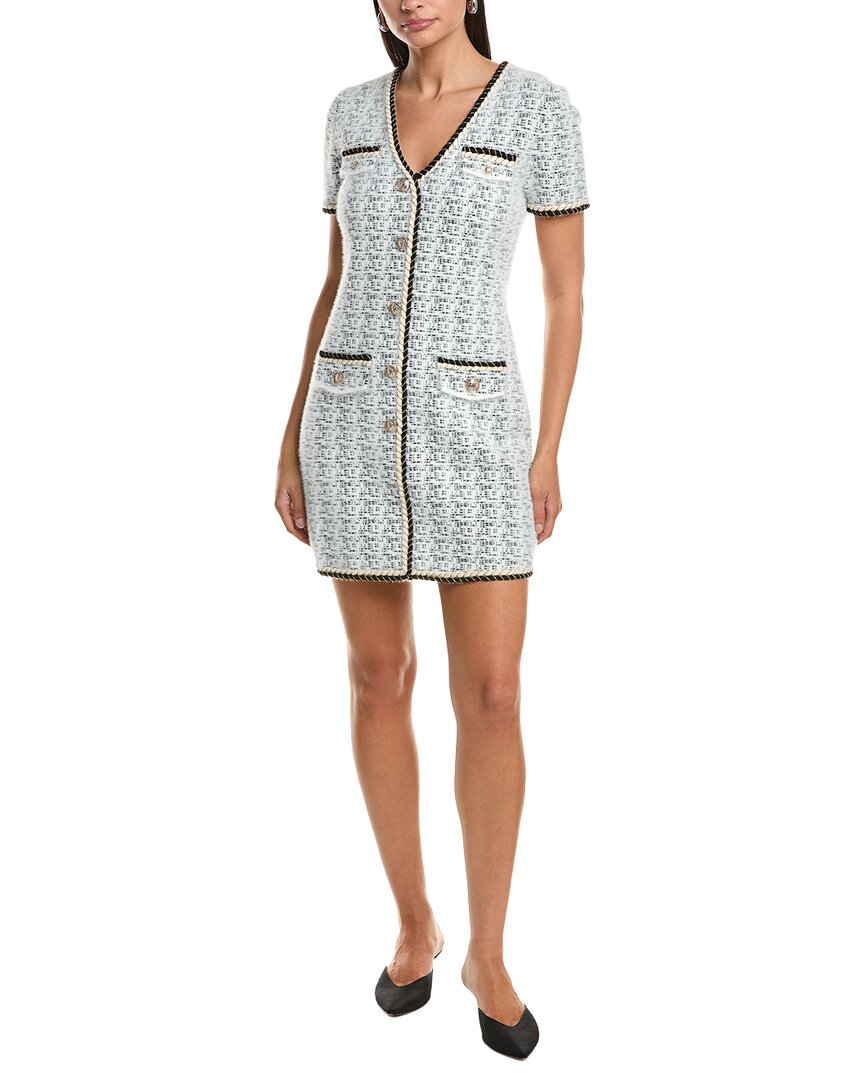 Milly Braided Wool-blend Mini Dress In White