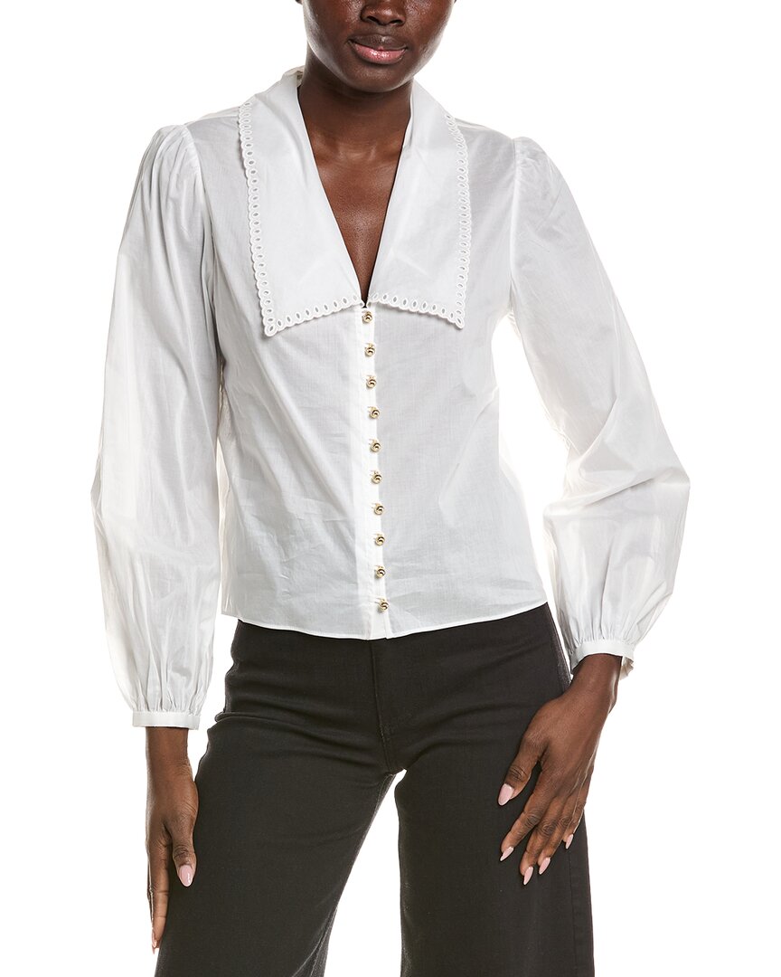 Frame The Eyelet Sailor Blouse In White