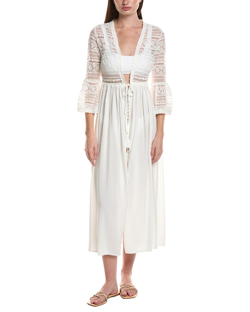 Nvlt Lace Front Tie Maxi Cover-up In White