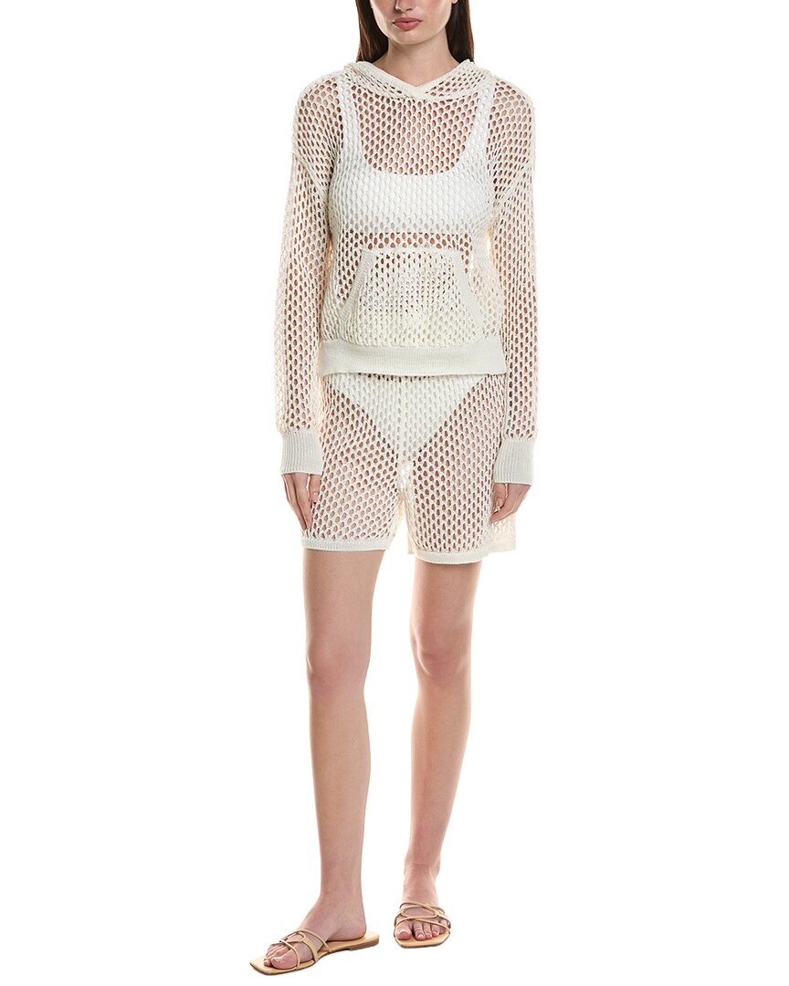 Nvlt 2pc Crochet Hoodie & Short Set In White