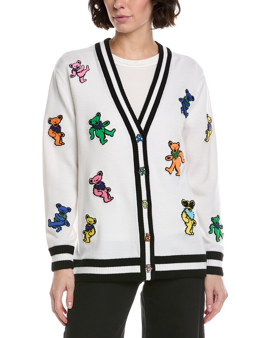 Alice And Olivia Alice + Olivia Bradford Bear Wool-blend Cardigan In White