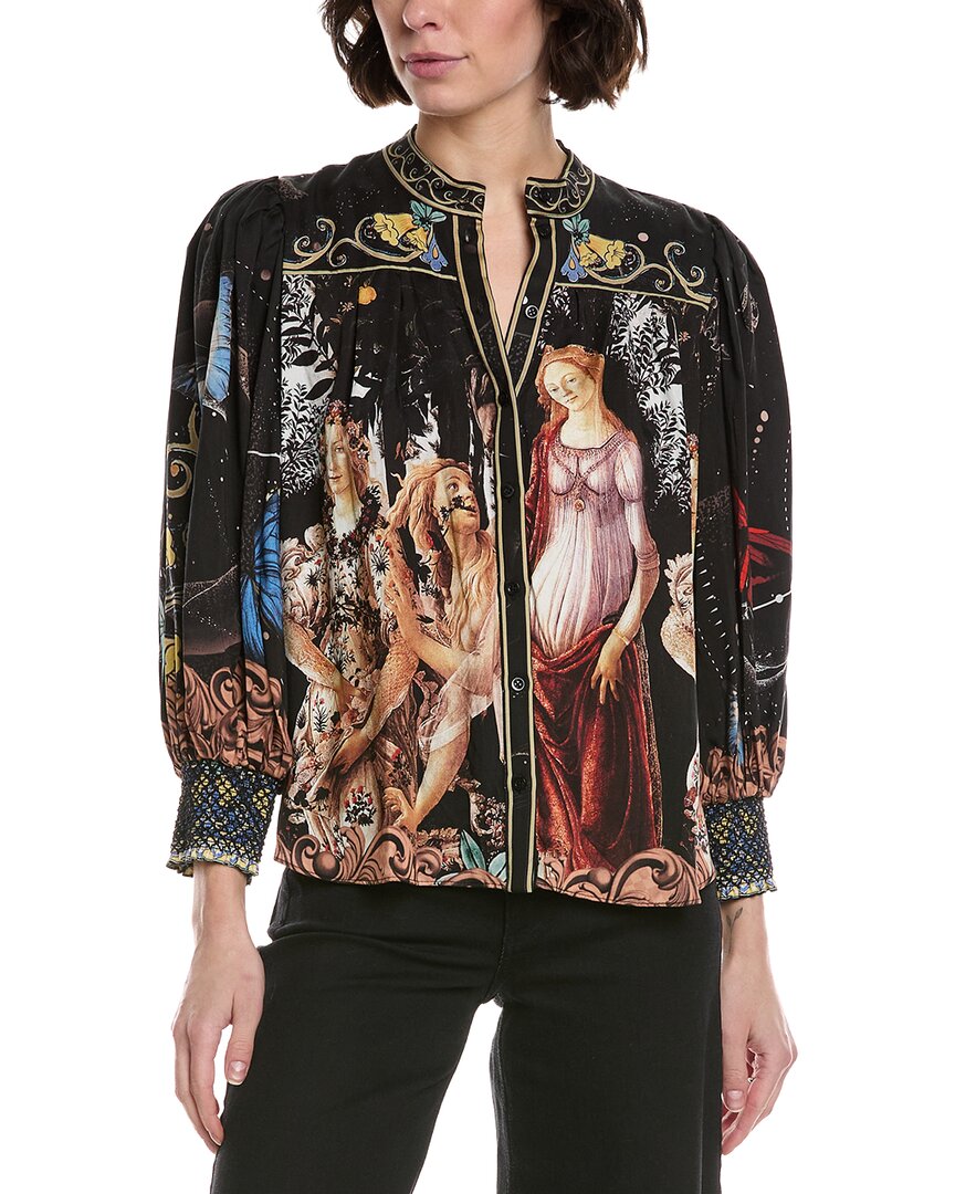 Alice And Olivia Alice + Olivia Cora Voluminous Button Down Blouse In Black