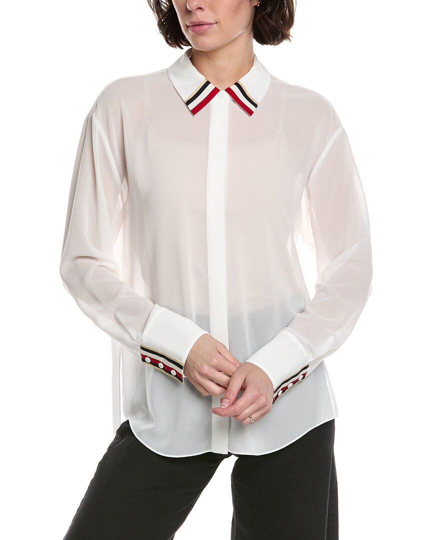Alice And Olivia Alice + Olivia Dimitra Oversized Hi-low Button Down Shirt In White