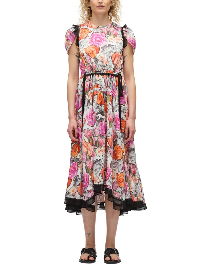 3.1 Phillip Lim Floral Collage Soft Tulip Sleeve Dress