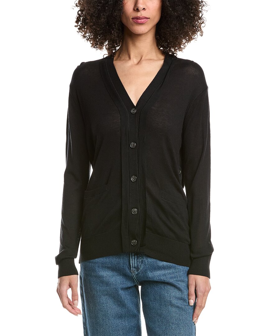 3.1 Phillip Lim Faux Layered Wool & Silk-blend Cardigan In Black