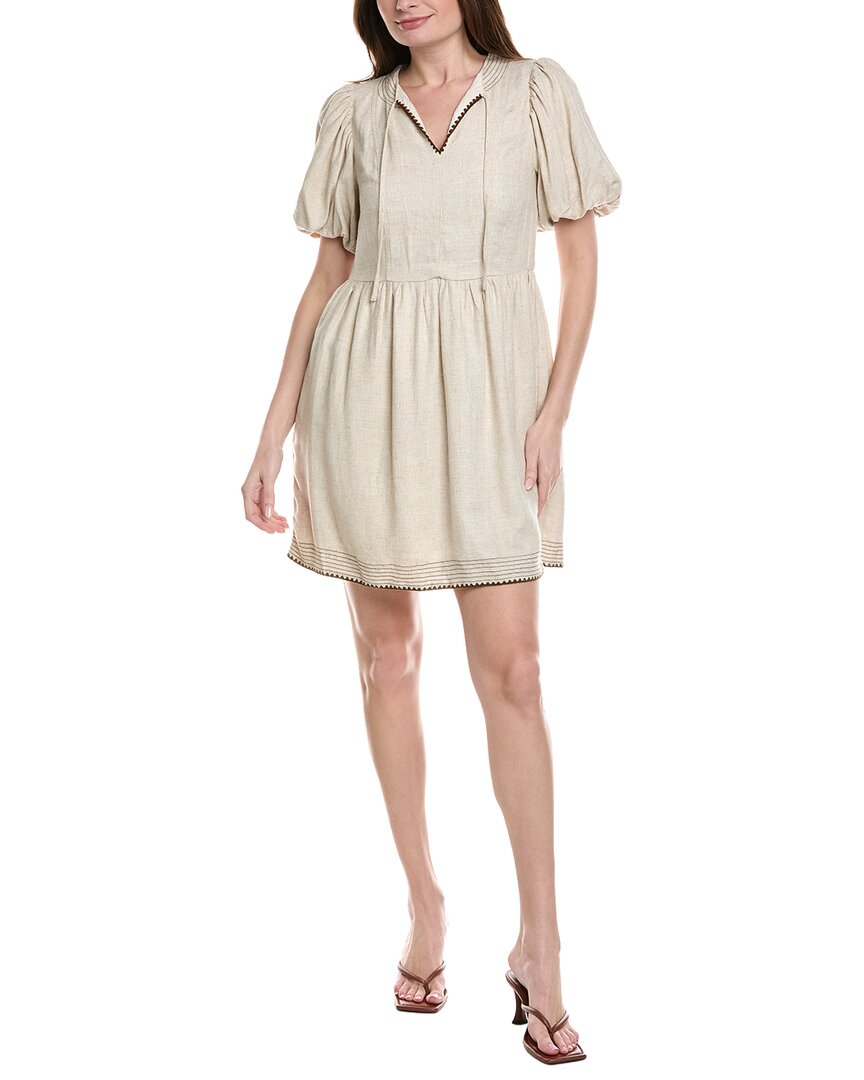 Nanette Lepore Nanette  Linen-blend Mini Dress In Beige