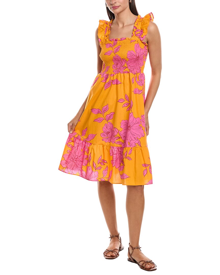 Nanette Lepore Nanette  Cap Sleeve Midi Dress In Orange