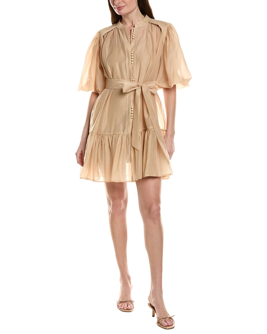 Beulah Short Sleeve Mini Dress In Brown