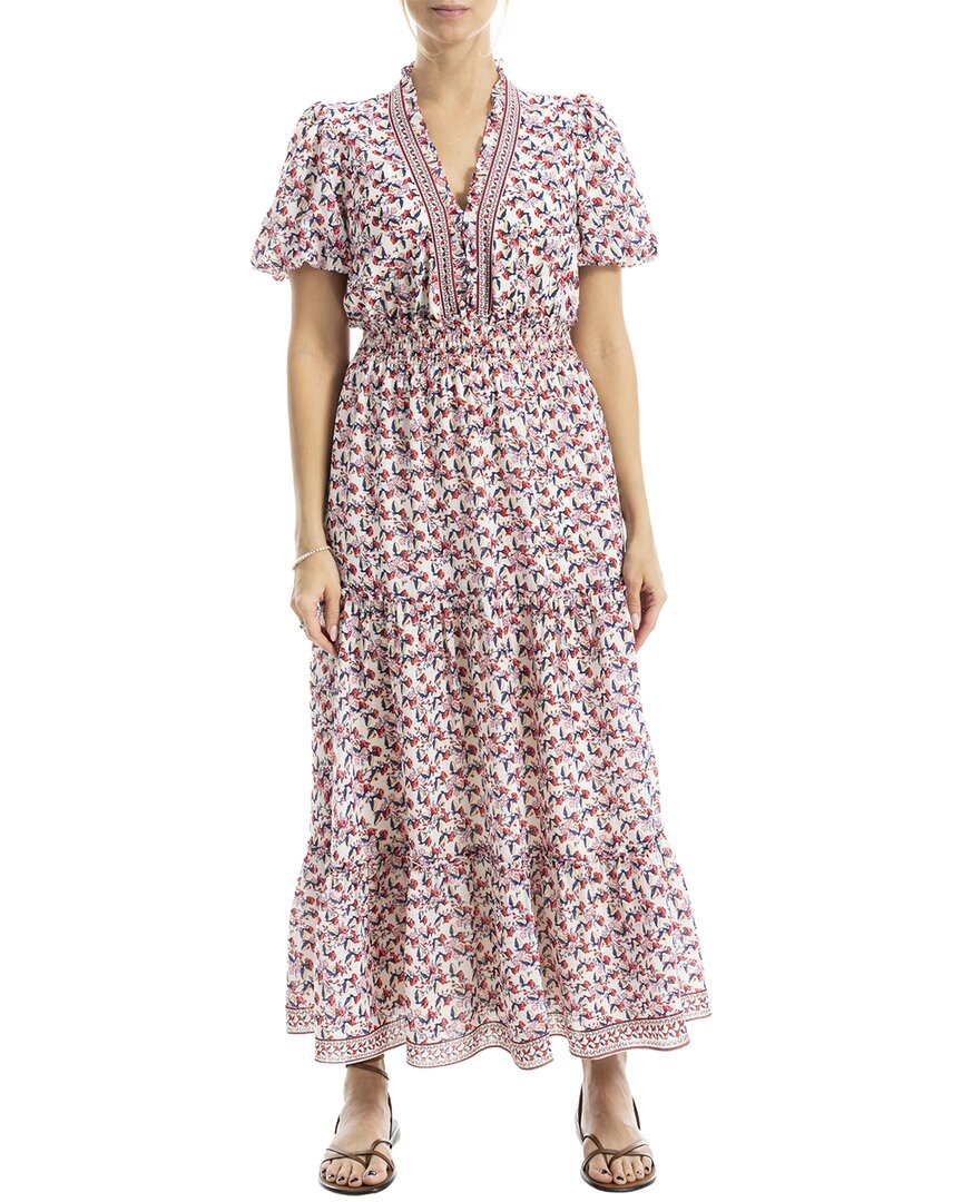 Max Studio V-neck Tiered Maxi Dress In White