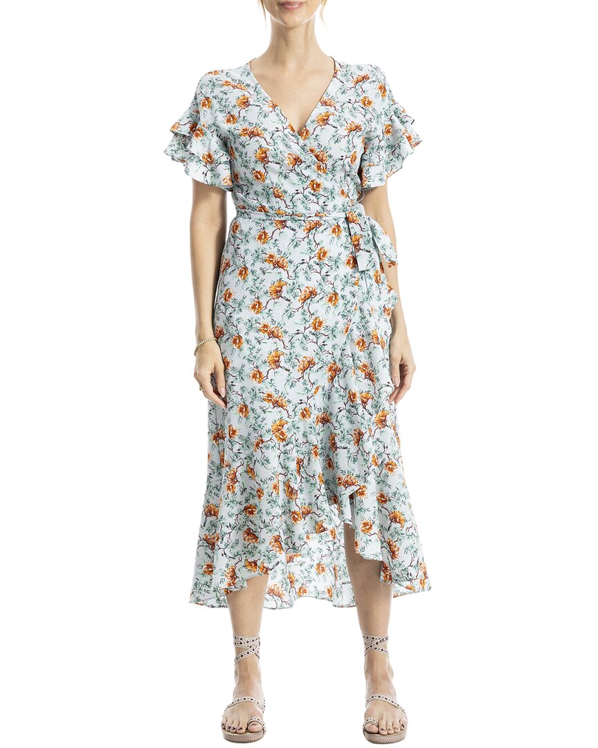 Max Studio Wrap Dress In Blue