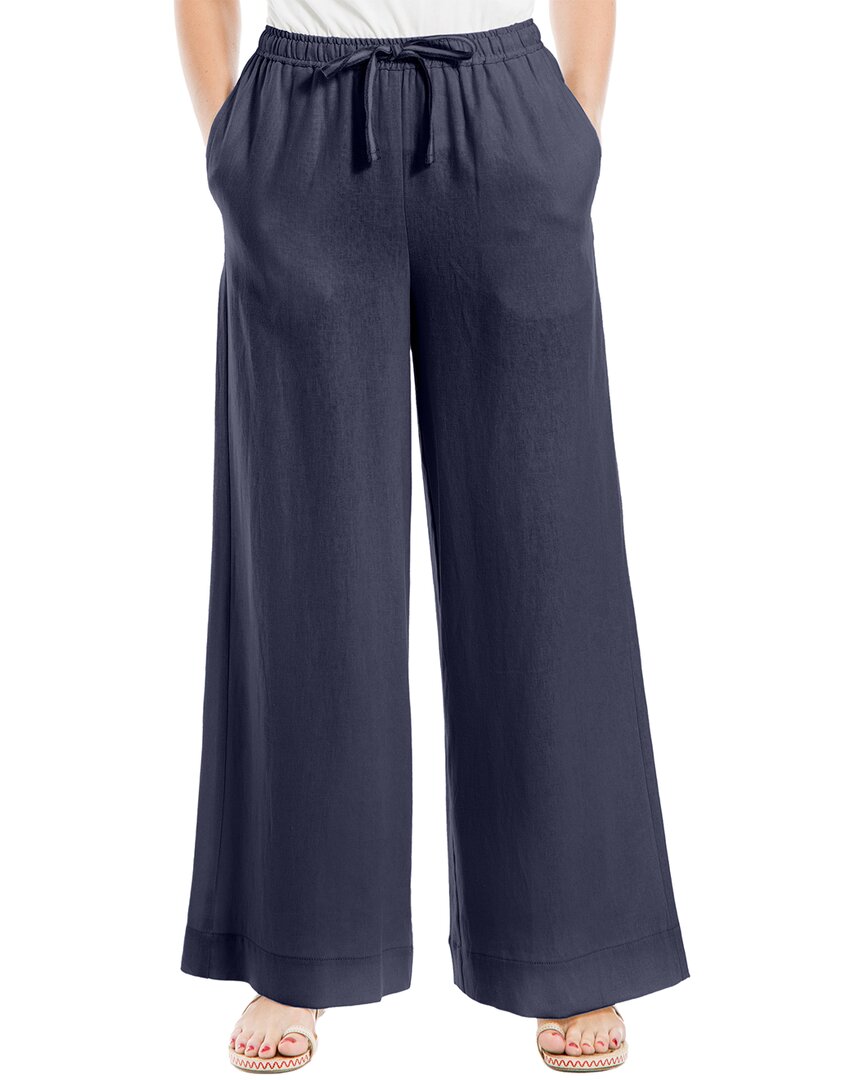 Max Studio Drawstring Linen Pant In Blue