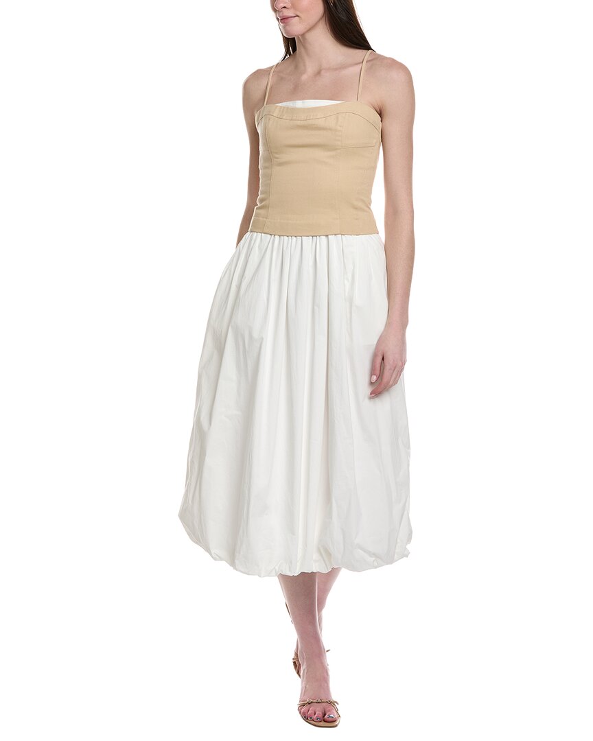 Line & Dot Anitha Dress In Beige/white