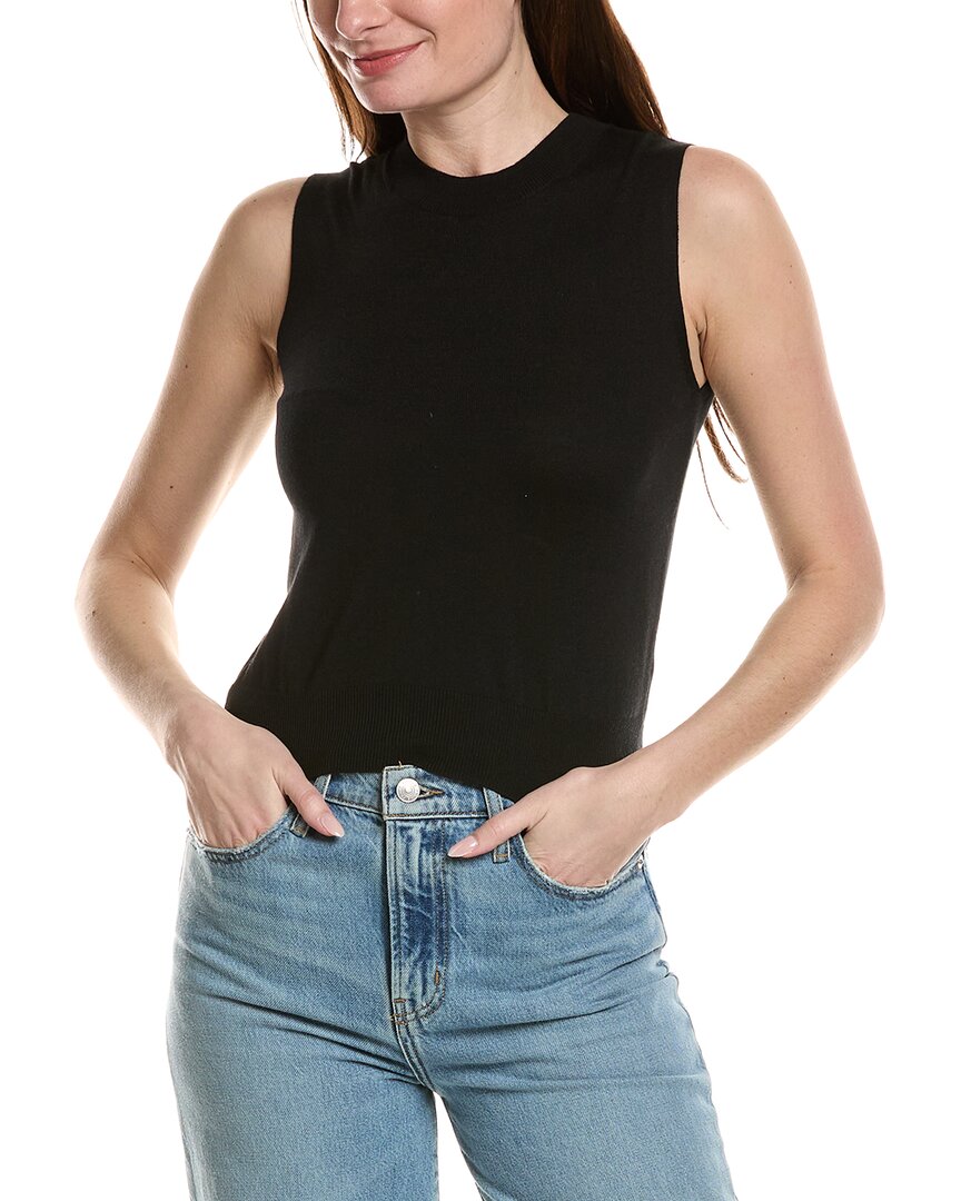 Dl1961 Sleeveless Crewneck Wool-blend Top In Black