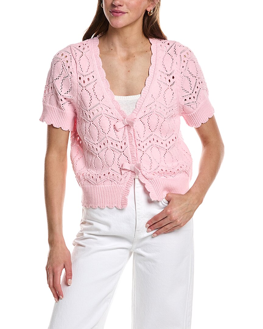 Design History V-neck Bow Cardigan In Pink
