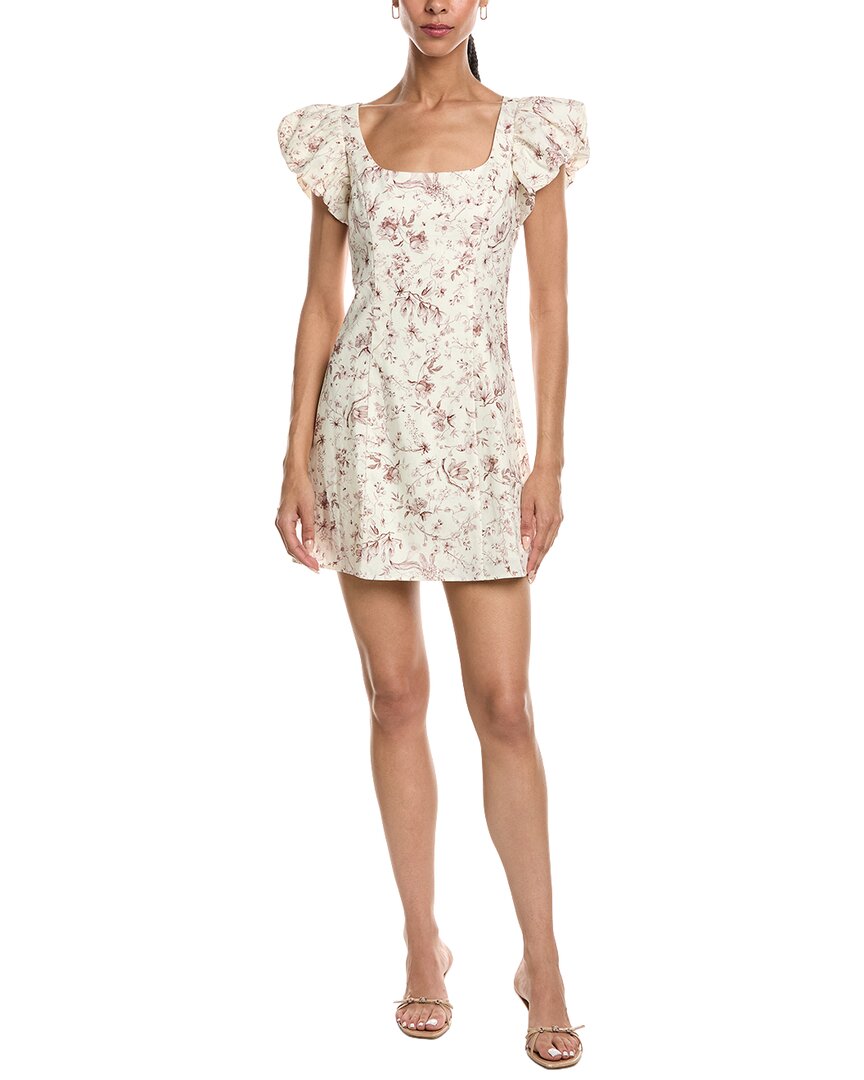 Reveriee Cap Sleeve Mini Dress In White