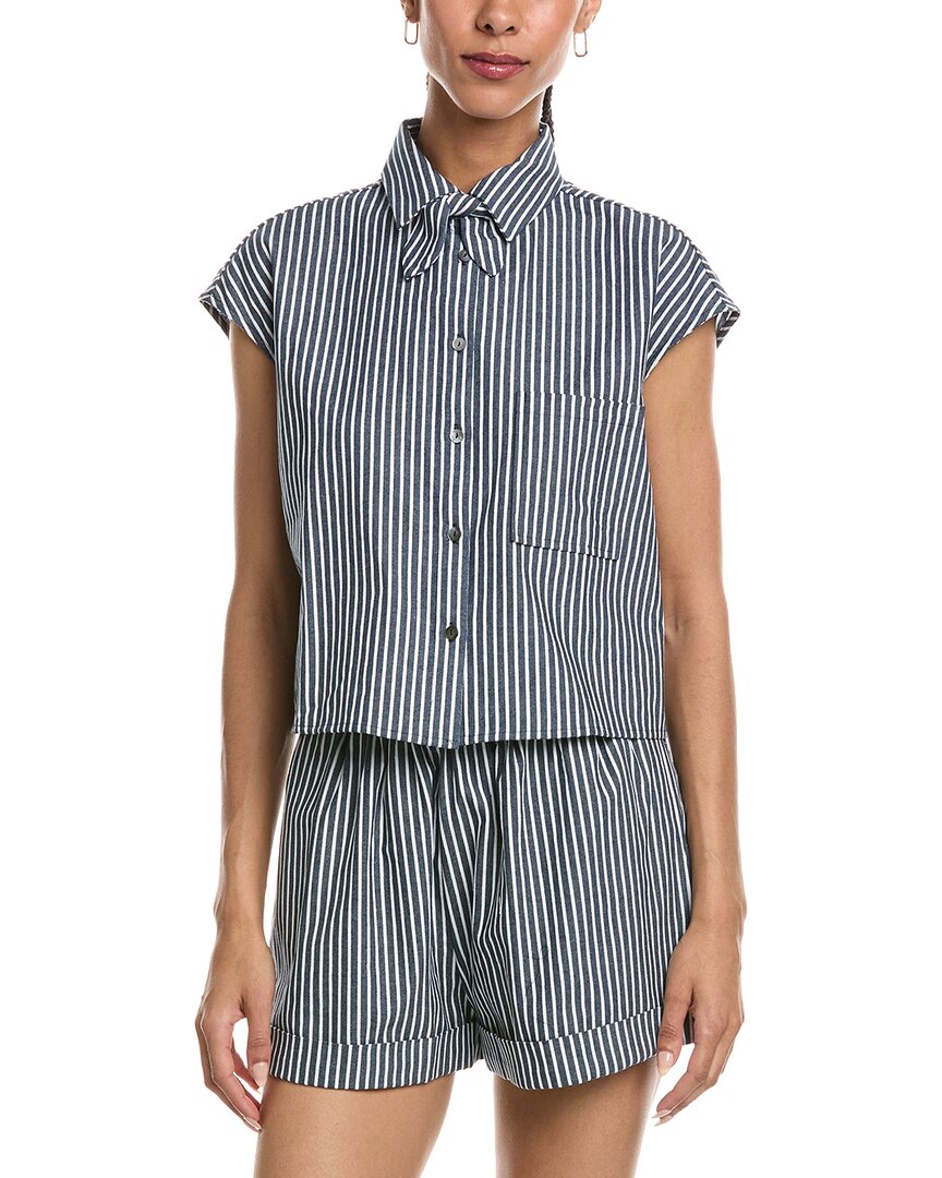 Reveriee Boxy Collared Shirt In Navy