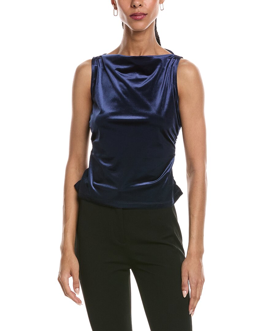 Reveriee Cowl Neck Sleeveless Top In Navy