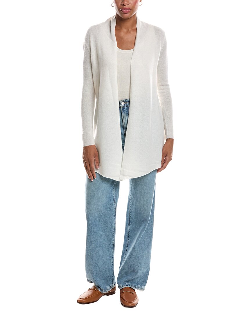 Incashmere Open Front Cashmere Cardigan In White