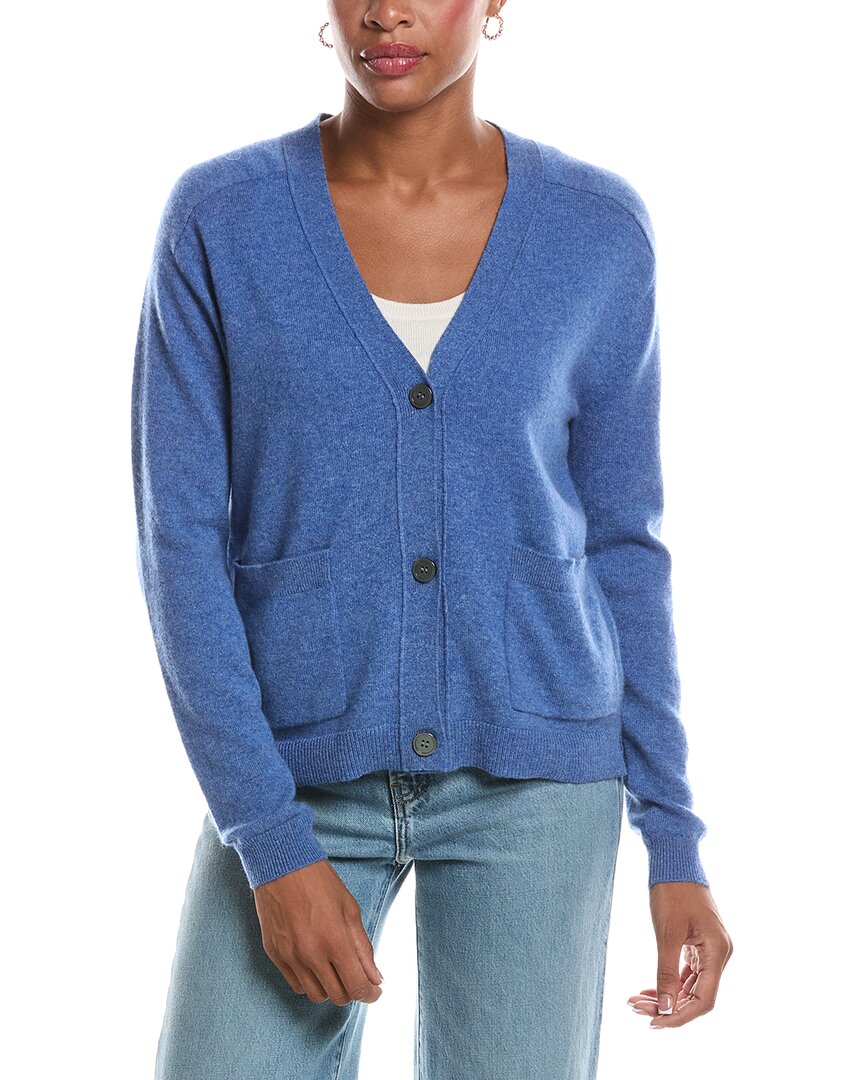 Incashmere Button Front Patch Pocket Cashmere Cardigan In White